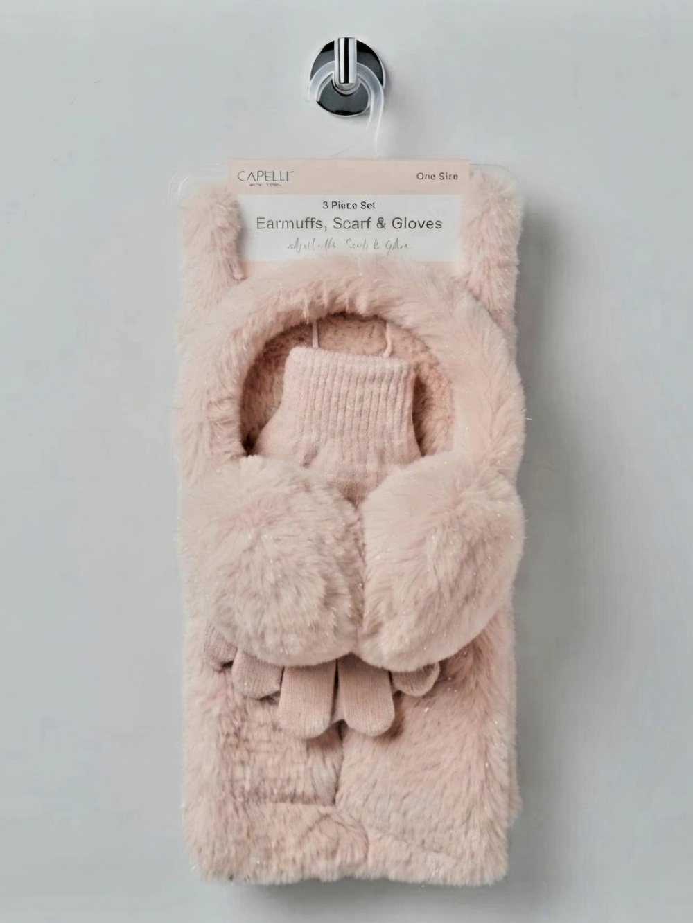 Capelli of New York Kids Blush Pink Faux-Fur Earmuffs, Scarf & Gloves Set